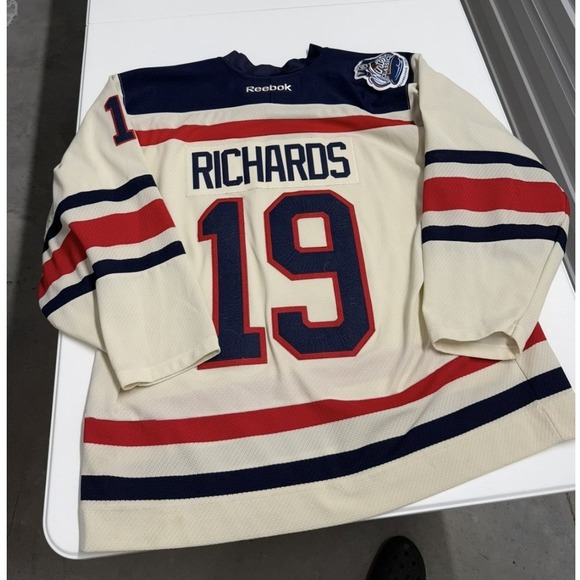 New York Rangers Reebok NHL Jersey Cream Red Mens Size L richards #19 - Picture 5 of 7